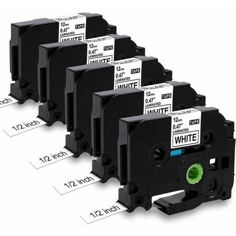 VOLAVO 5X Ruban Compatible pour Brother P-Touch Etiqueteuse TZ TZe-231 12mm x 8m Cassette pour Ptouch PT-H105 H101C/GB H100LB H100R GL200 1000 1005 D200 D00 E100 E110, Noir sur Blanc