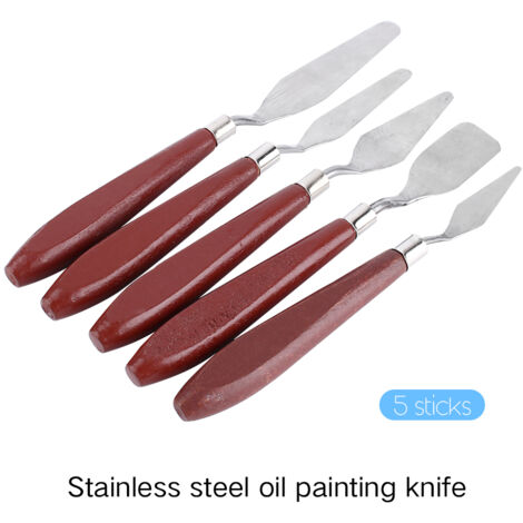 5X Spatule Palette en Acier Inoxydable pour Peinture à l'Huile et Acrylique