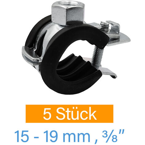 5x Stahl Rohrschelle 15-19mm 3/8 Zoll Rohrhalter Rohrhalterung