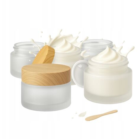 5x Tarro de cristal esmerilado mate 50 g para crema b谩lsamo cosm茅ticos ung眉ento