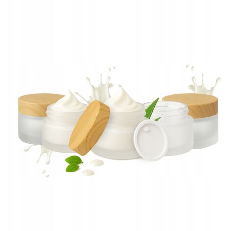 5x Tarro de cristal esmerilado mate de 5 g para crema b谩lsamo cosm茅tico ung眉ento
