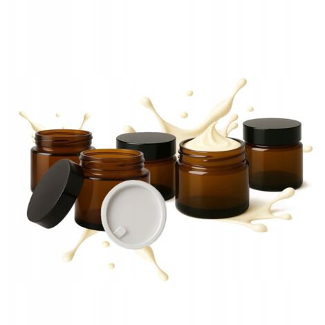 5x Tarro de cristal MARR脫N 30g para crema b谩lsamo cosm茅ticos gel velas