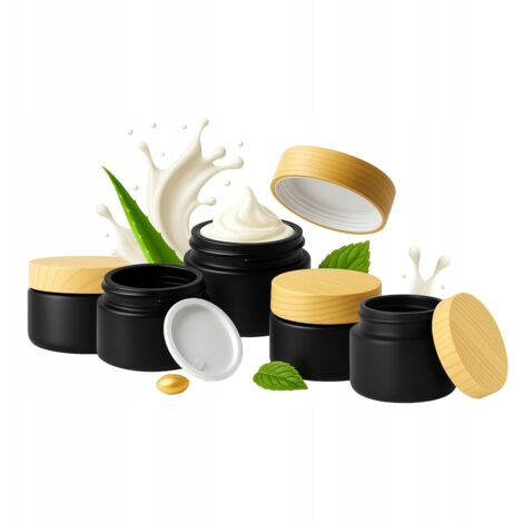 5x Tarros de Cristal NEGRO MATE 30g para Crema B谩lsamo Cosm茅ticos Ung眉ento Tarro de Cristal