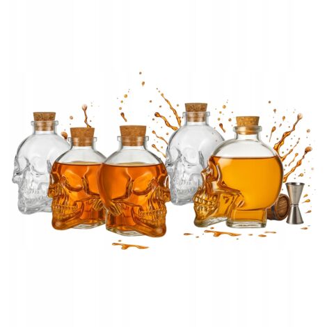5x Totenkopf-Glaskaraffe 100ml Alkoholflasche Geschenkdekoration