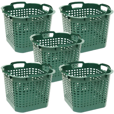 5x Universalkorb Kunststoffkorb Wäschekorb Kunststoff 50l grün Strandkorb Korb