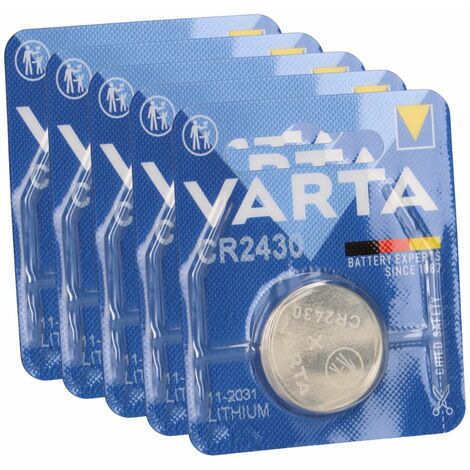 5x VARTA CR2430 Lithium-Knopfzelle 3V 290mAh (5x 1er Blister)