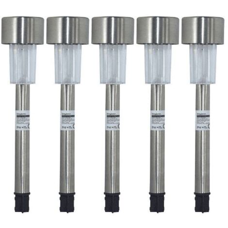 5x White LED Solar Powered Stake Lights