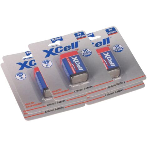 5x XCell Lithium 9V Block 1200 mAh 6AM6 im 1er Blister