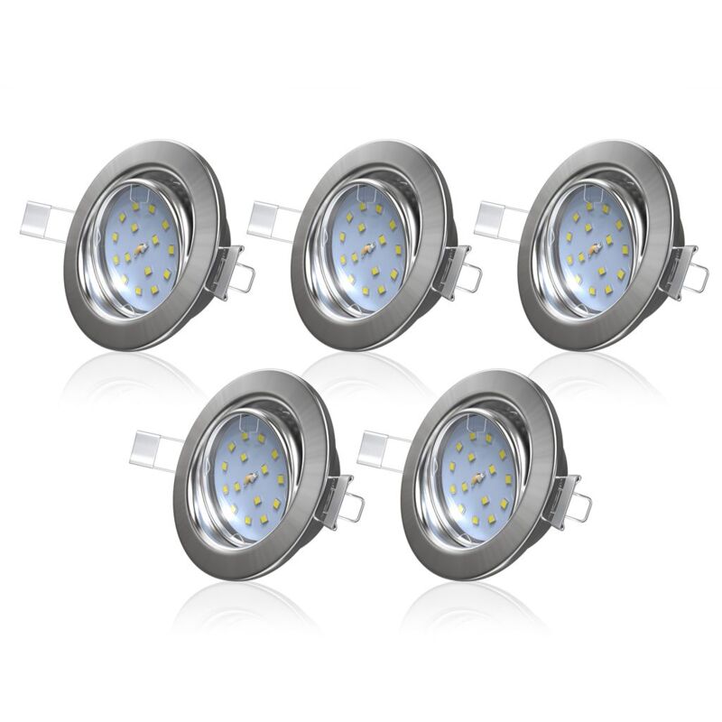 

5x5W LED Focos empotrables orientables Ø86 mm IP23, luz blanca cálida 3000K, profundidad 70mm, Downlight