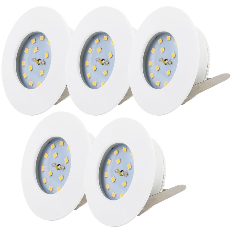 

5x5W LED Focos empotrables ultrafino de baño Ø75mm IP44, Blanco Cálido 3000K 400lm, profundidad 30mm, Downlight