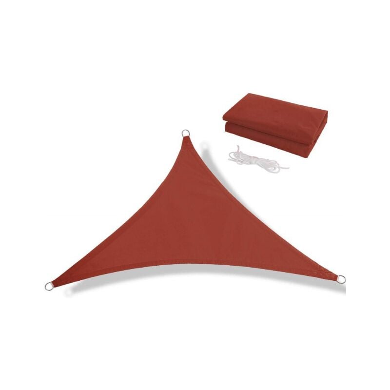 5X5X5 Meters Triangle Shade Sail - 300D Waterproof Sunscreen Shade Sail Garden Pool Outdoor Canopy Rust Red