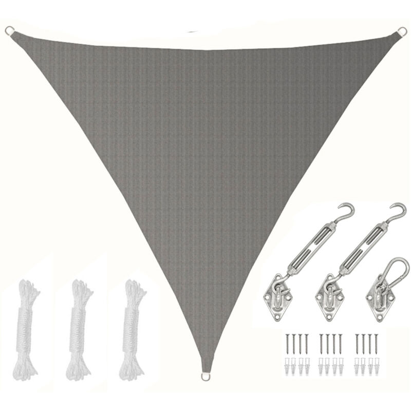 5x5x5 Voile d'Ombrage Triangulaire Respirante - Toile de Jardin uv avec Fixation