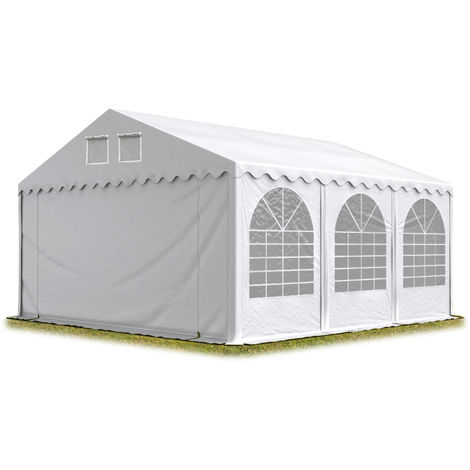 5x6 m Marquee PROFESSIONAL & XXL height, with strong approx. 550g/m² PVC tarpaulin, Party Tent with fully galvanised & bolted steelframe and included ground bar white - white