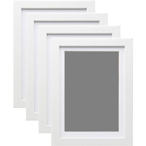 5x7 photo frames, can display 4x6 photos (with padding) or 5x7 photos (without padding), wall-mounted, white, 4-pack.