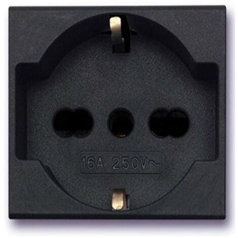 5xPresa AVE 45390/15TS Schuko Bipasso Noir S45 2P+T 10/16A Colore Nero