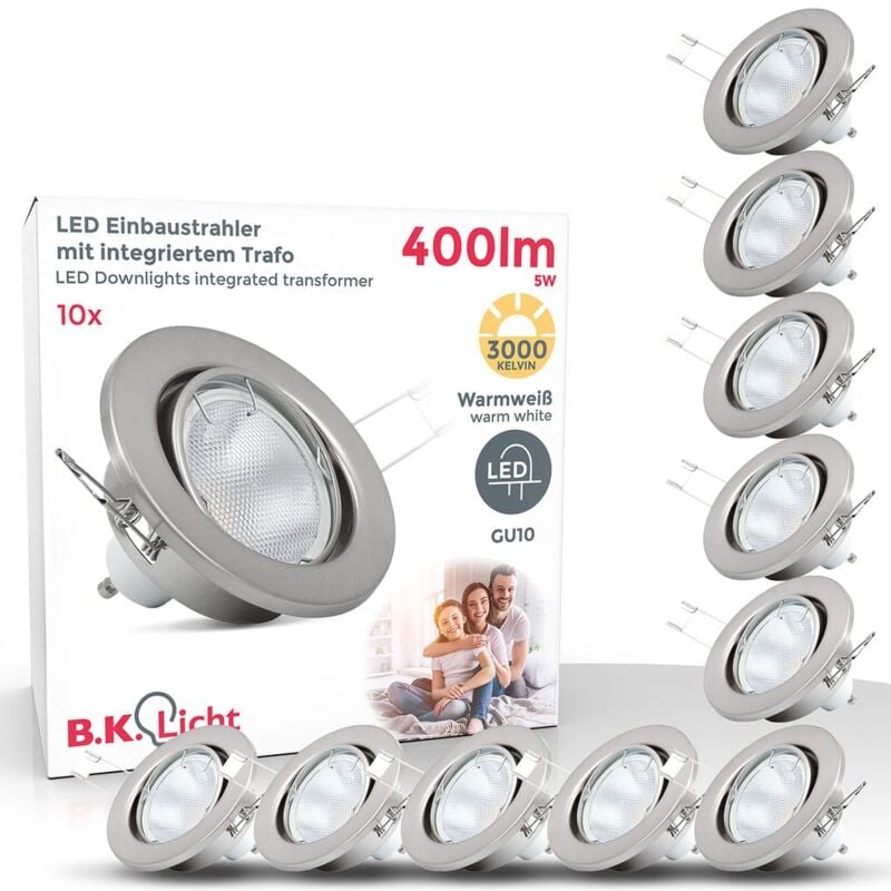 

6/10 x 5W LED Focos empotrables giratorio GU10 I Downlight I Ø86mm I 230V I IP23 I luz blanco cálido 3000K I profundidad 70mm:10 Stück (de)