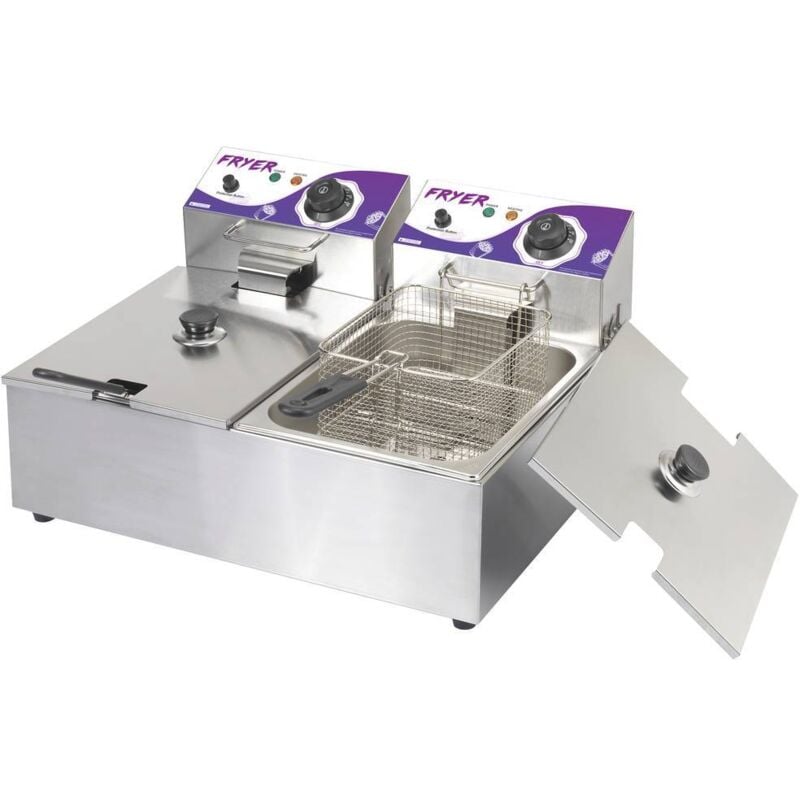 N.a. - 6 + 6 l Friteuse double 12 l voyant lumineux acier inoxydable