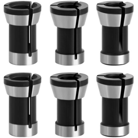 6/6.35/8mm 6 Pièces Tête de Mandrin HSS Pince de Serrage Defonceuse Tête Adaptateur Convertisseur pour Perceuses Machine de Gravure pour Rogneuse Menuiserie électrique Pince de Routeur Titulaire