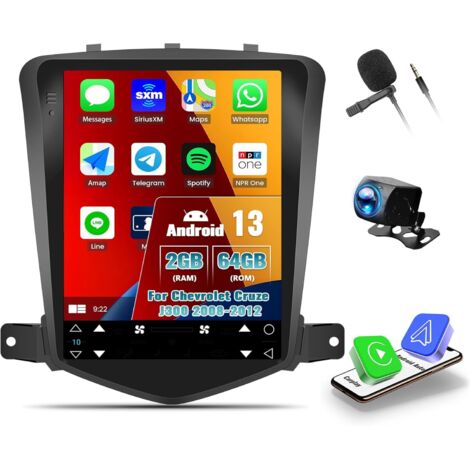 6+64G Android 13 Autoradio pour Chevrolet Cruze J300 2008-2012 avec CarPlay Android Auto sans Fil, 9,7“ Écran Tactile avec GPS WiFi Bluetooth LienMiroir FM RDS EQ SWC + Caméra Arrière