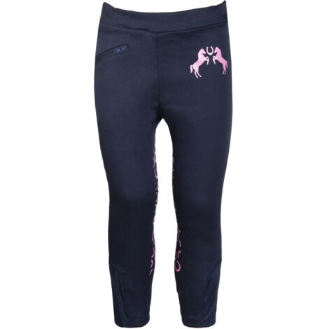 6/7 anni, Bleu marine 6900: Culotte d'équitation garçon Modèle Pink Pony avec silicone sur les genoux