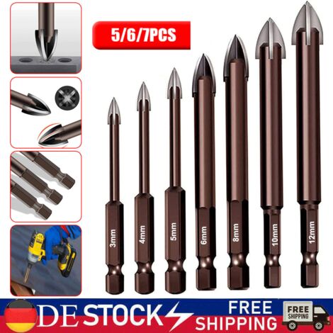6/7Tlg Set Fliesenbohrer Glasbohrer Keramikbohrer 3-13mm für Fliesen Porzellan