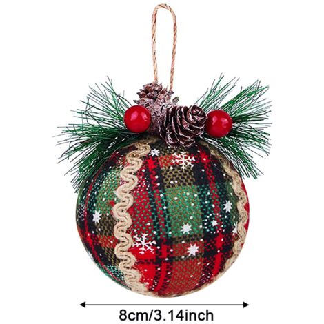 6/9 pezzi di palline di Natale a quadri - Palline di Babbo Natale da appendere per decorazioni per feste (rosso e verde, 9 pezzi)
