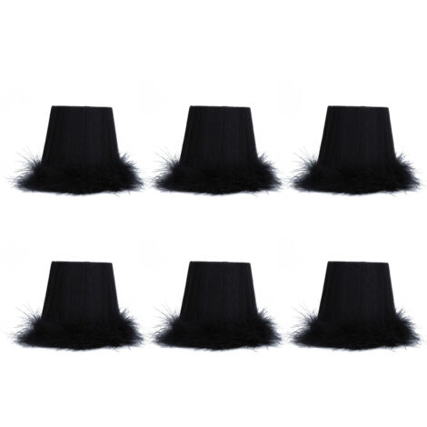 6 abat-jours en tissu avec bordure en plumes pour lustre, accessoires de décoration lumineuse