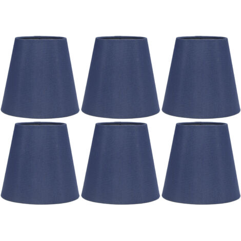 6 abat-jours en tissu modernes et simples, bonne transmission de la lumière, pour ampoule E14, mini plafond A3 02 bleu foncé