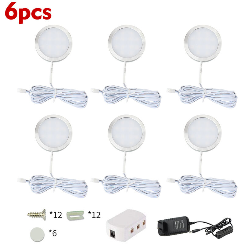 

Happyshop - 6 adaptadores de bombilla de luz para interiores con iluminacion LED regulable para debajo del gabinete para caravanas, camiones,