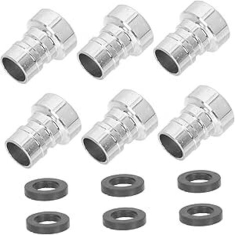 6 adaptadores de grifo de acero inoxidable para una conexión duradera en fregaderos de cocina, inodoros y filtros de agua. Accesorios de plomería.