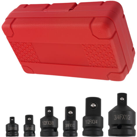 6 Adattatori for Bussole a Impatto 1/4" 3/8" 1/2" Set Professionale Acciaio