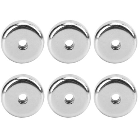 6 aimants puissants en pot de 25 mm avec base ronde pour fixation anti-rouille