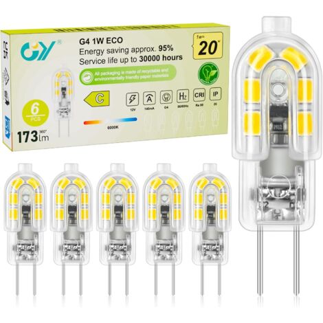 6 - Ampoule G4 LED - Lumière Blanche Froide - Économie D'énergie Sans Scintillement Pour Cuisine Et Meuble - Blanc 6000K - 1W