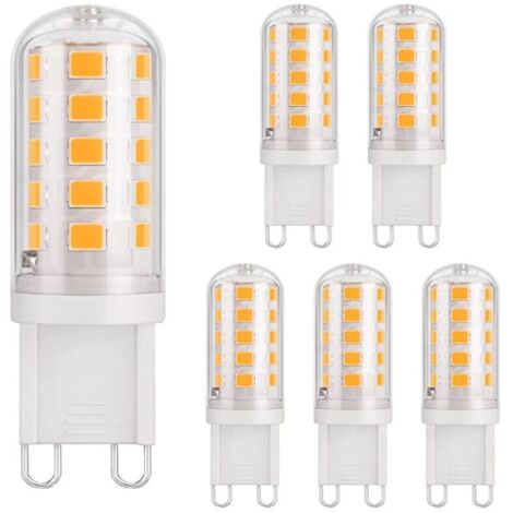 6 ampoules LED G9, 3W (40W), 430lm, 3000K, 220-240V, CRI85, économie d'énergie, culot en céramique standard, lumière blanc chaud