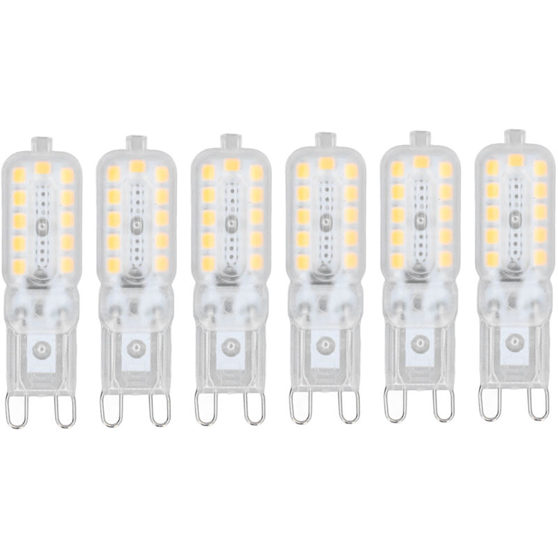 6 ampoules LED G9 5W, couverture transparente, 22 LEDs, gradables, pour plafonnier, applique, lampe de table, lumière blanche, 110-140V
