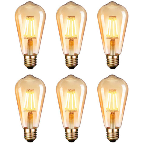 6 Ampoules LED Vintage E27 4W, Filament Rétro Édison 220V, Lot de 6 pour Décoration