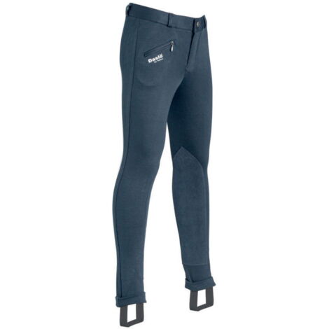 6 anni, Bleu 09: Pantalon d'équitation junior idéal 4 saisons poids 300g avec genouillères en daim
