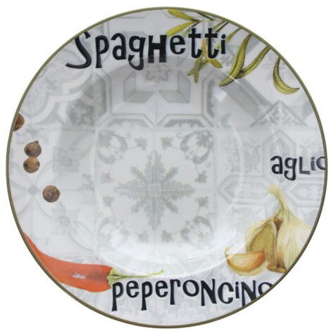 6 Assiette à Pâtes 29 Cm - Spaghetti - Tognana