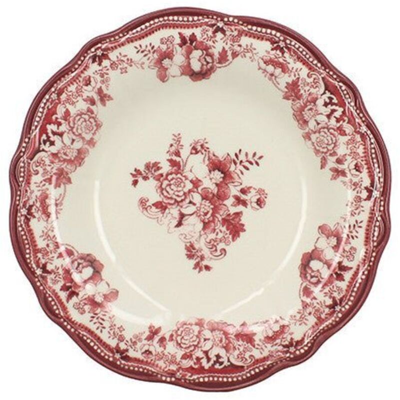 6 x assiettes creuses FAUSTINE rose - 22cm - Porcelaine - Novastyl