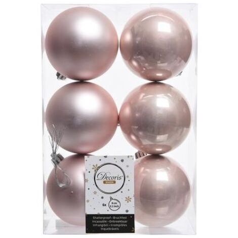 6 BALLES ROSE BÉBÉ 8CM MAT / BRILLANT
