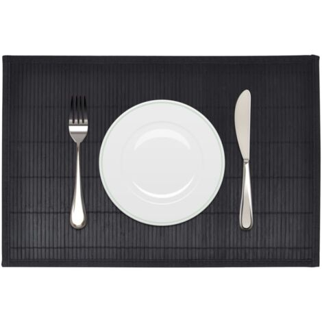 6 Bambus-Platzdeckchen 30 x 45 cm Schwarz CFW236502
