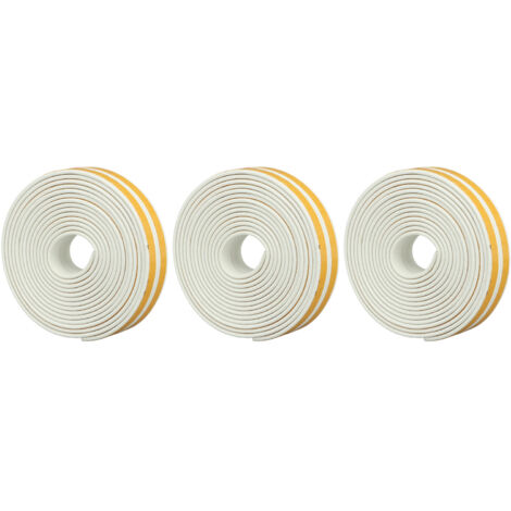 6 Bandes d'étanchéité adhésives en mousse blanche pour portes et fenêtres - Rouleau isolant