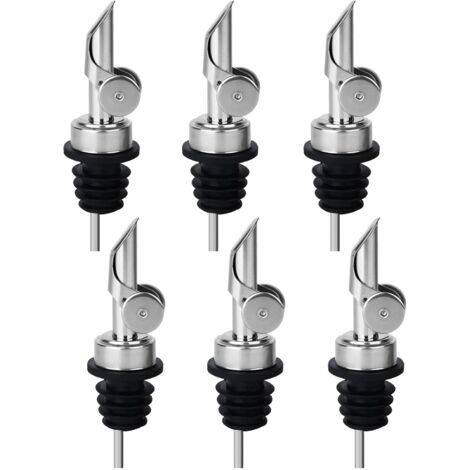6 Bec Verseur Alcool Inoxydable,Bec Verseur Automatique Pour Huile d'olive, Becs Verseurs Lestés en Acier Pour Huile D'olive Adapté aux Bouteilles d'environ 3/4 Pouce Vin,Liqueur,Cocktails