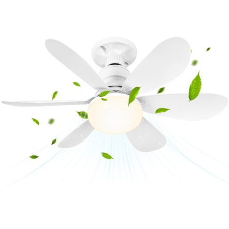 6 Blades Ceiling Fan With Light And Remote Control 40W 52CM Dimmable LED White Blades Crystal Shade E27 Socket With Base Box Set Magnetic Element For Bedroom