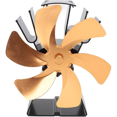 6-Blatt-Holzofenlüfter, Aluminium, manuelle Steuerung, Goldfarben für Pelletöfen und Kamine