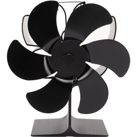 6-Blatt-Thermo-Kaminventilator, energiesparend, hohe Temperaturbeständigkeit, schwarz