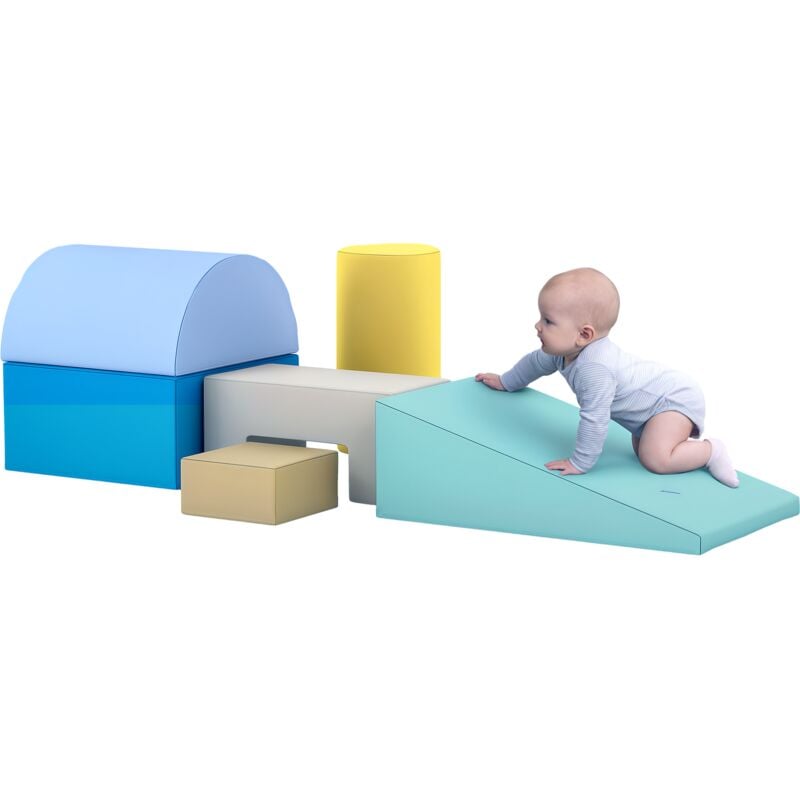 6 blocs de construction en mousse xl - modules de motricité - normes EN71-1-2-3 - bleu