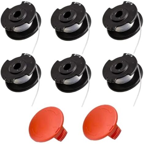 6 bobines de fil de rechange pour débroussailleuse sans fil Einhell GE-CT 18/28 Li et GE-CT 18/28 Li TC, pour bobine de fil de rechange Einhell TLE-03,avec 2 rechange cache bobine TLE-03-1