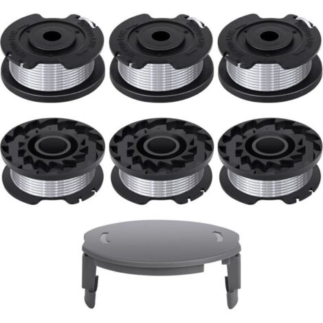 6 bobines pour coupe-bordures Bosch - Compatibles F016800569 et F016800385 - Diamètre 1,65 mm, longueur 4,9 m - Capuchon F016F04557 inclus.