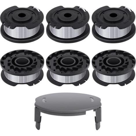 6 bobines pour coupe-bordures Bosch - Compatibles F016800569 et F016800385 - Diamètre 1,65 mm, longueur 4,9 m - Capuchon F016F04557 inclus.